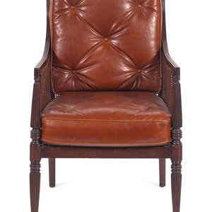 A William IV Style Mahogany Cane and Leather 2aa317