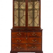 A George III Figured Walnut Bookcase on Chest Late 2aa589