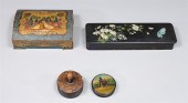 Group of four antique hand painted jewelry