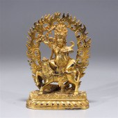 Sino-Tibetan gilt bronze figure of Mahakala,