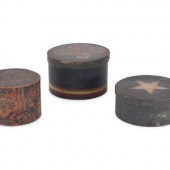Three Round Paint Decorated Boxes
19th