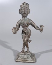 Bronze Indian statue featuring a handle