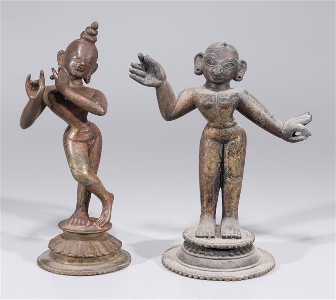 Pair of antique Indian bronze standing 2ad447