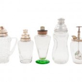 A Group of Five Glass Cocktail Shakers
20th