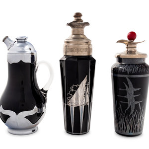 A Group of Three Black Glass Cocktail 2ad5c8