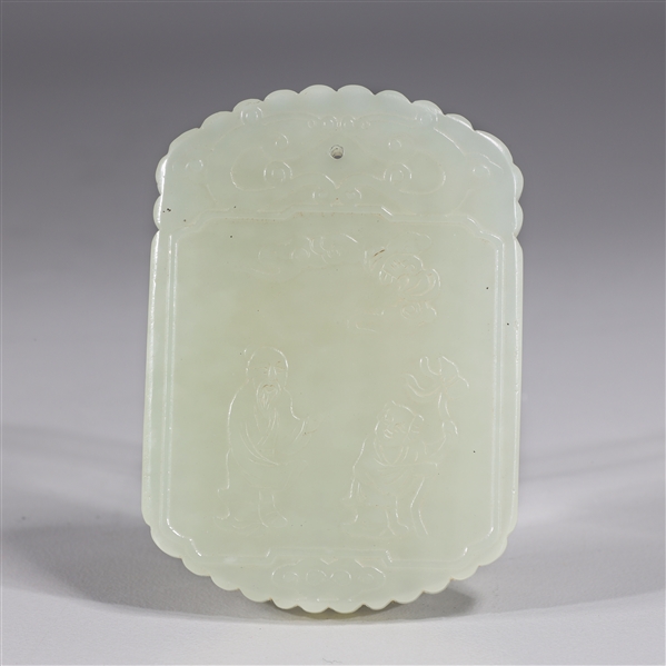 Chinese carved celadon jade plaque 2ad66a