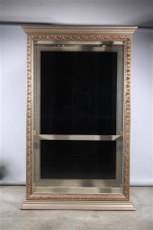 Large wood display cabinet with glass