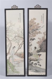 Two framed Chinese scroll paintings 2ad8e9