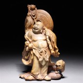 Antique Chinese carved soapstone standing