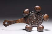 Bronze Japanese rattle with molded design