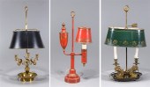 Group of three antique lamps including