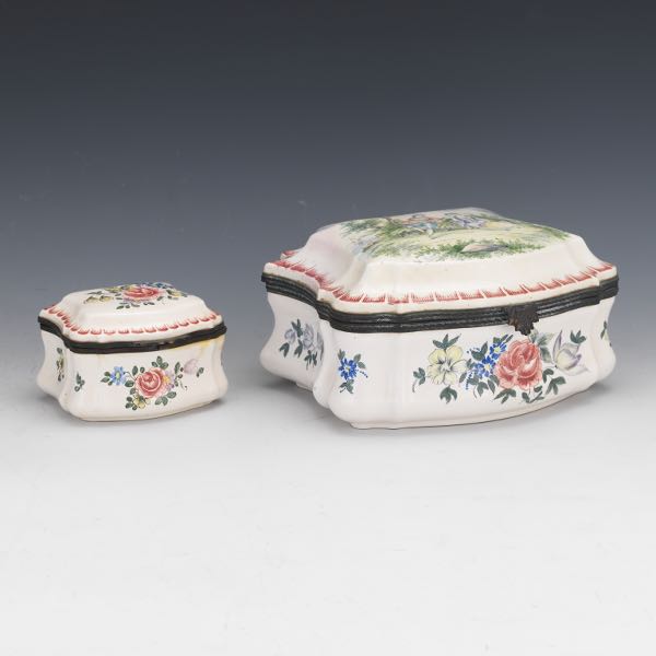 TWO FRENCH FAIENCE HAND PAINTED 2af2fa