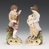 TWO DRESDEN FIGURINES OF YOUTHS 7 ¼