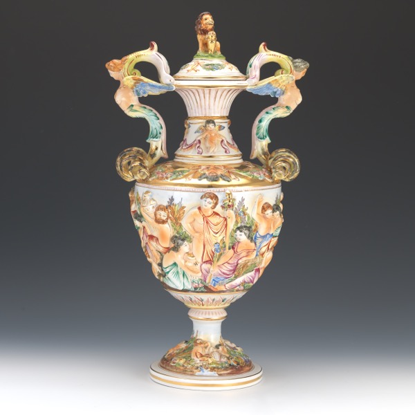 CAPODIMONTE PORCELAIN URN WITH