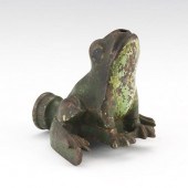 ANTIQUE CAST IRON AND COLD PAINTED FROG