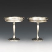  PAIR OF STERLING COMPOTES, FRED M.