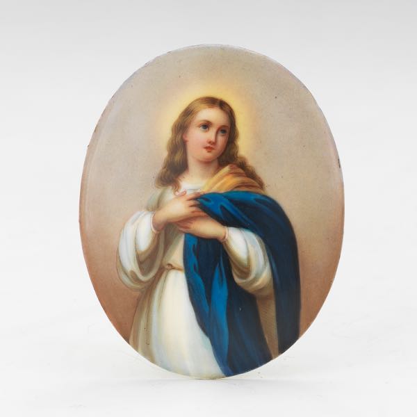 GERMAN PORCELAIN PLAQUE OF MARY 2affc5