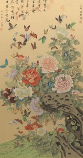 CHINESE PAINTING ON SILK HUNDRED 2b0279