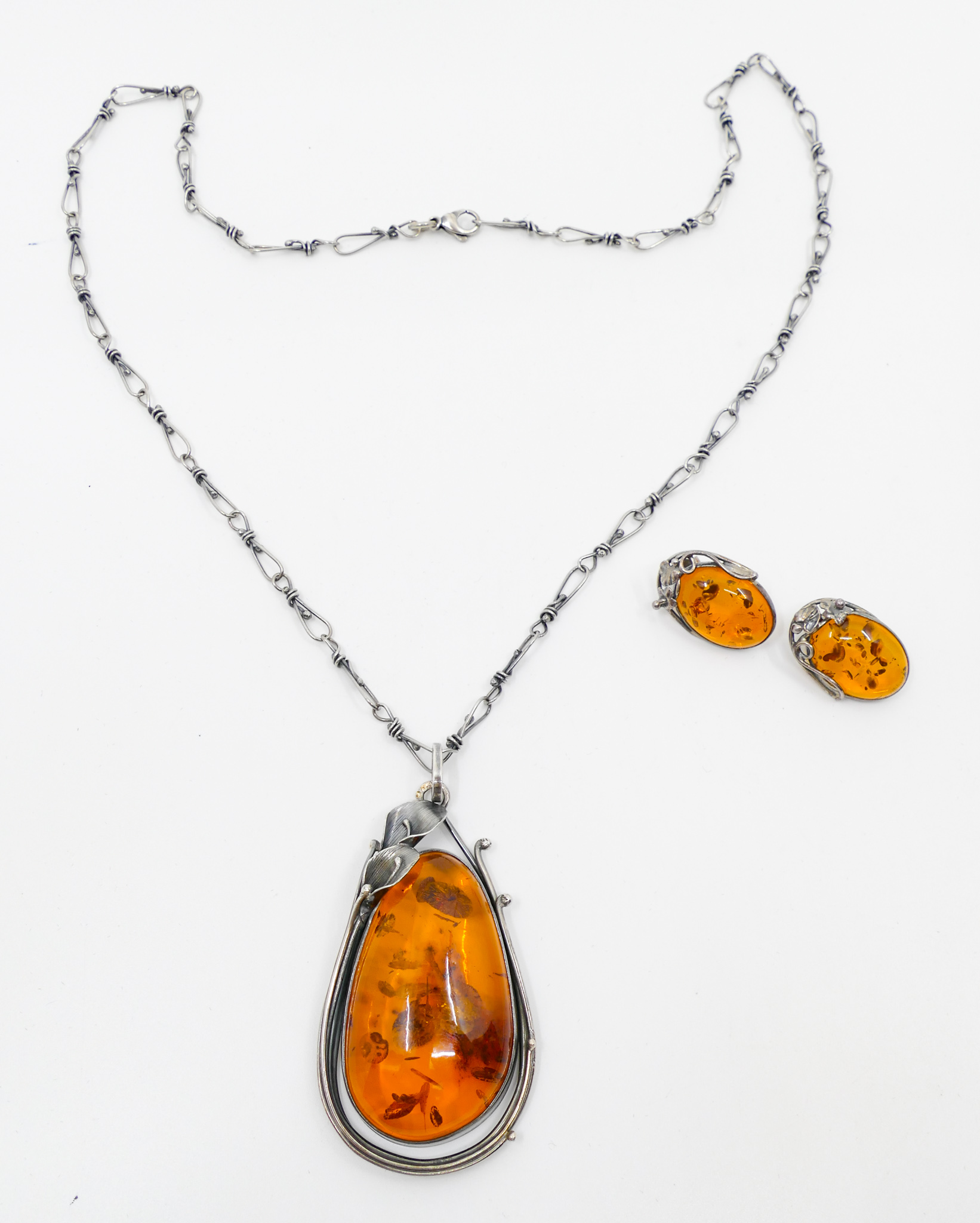 Natural Amber Sterling Necklace 2b04b0