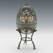 RUSSIAN FABERGE STYLE PARCEL-GILT SILVER