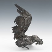 SILVERED METAL  ROOSTER/COCKEREL CABINET/TABLE