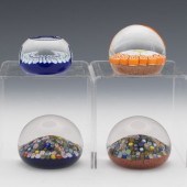 FOUR MILLEFIORI PAPERWEIGHTS  One unmarked