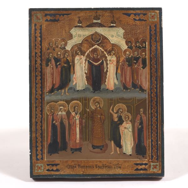 RUSSIAN ICON OF THE PROTECTIVE VEIL OF THE