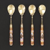 DRESDEN SILVER SPOONS WITH PORCELAIN