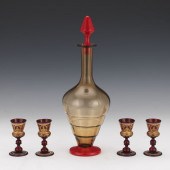 MURANO ART GLASS CARAFE WITH FOUR MOSER