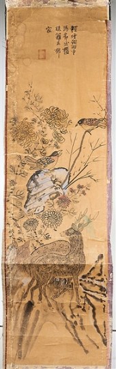 Two old Korean paintings; one depicting