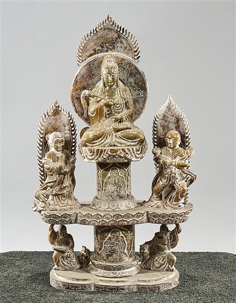 Chinese carved hardstone seated