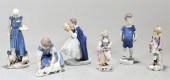 Group of six Continental porcelain figures;