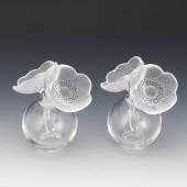 TWO LARGE LALIQUE POPPY PERFUME FLACONS