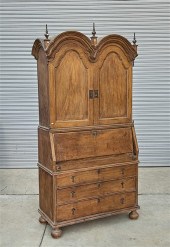 Tall two-section secretary desk and