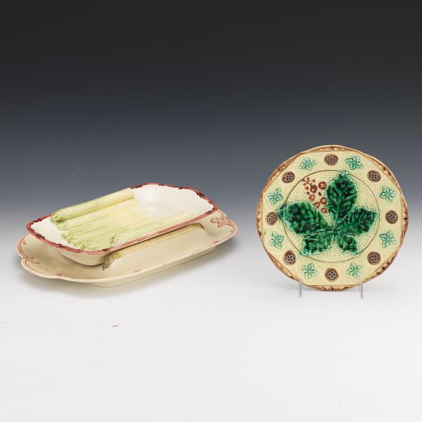 TWO SARREGUEMINES FAIENCE SERVING DISHES