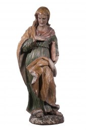 17TH C. CONTINENTAL STATUE OF ST. ANNE