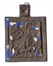 BRONZE AND ENAMEL ST GEORGE ICON 2b1cfd