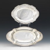 TWO STERLING SILVER OVOID DISHES  Shallow