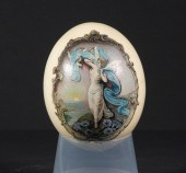 PAINTED OSTRICH EGG Early 20th 2b223e