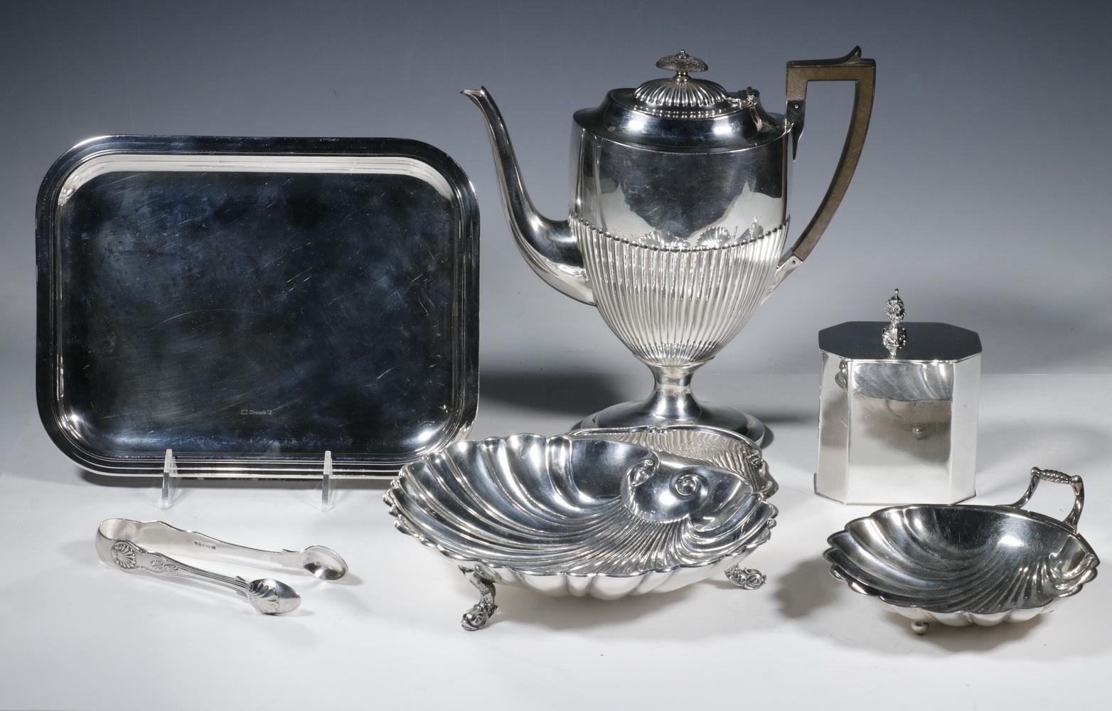  6 SILVER PLATE SERVING ITEMS 2b22c7