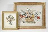 (2) 19TH C. FRENCH FLORAL NEEDLEWORK