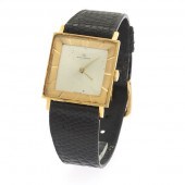 18K GOLD MOVADO SQUARE WATCH  23 mm