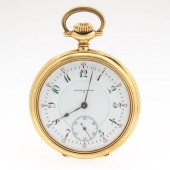18K GOLD CASED OPEN-FACED 12-SIZE MOVEMENT