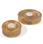 TWO ORMOLU VANITY BOXES WITH MINIATURE