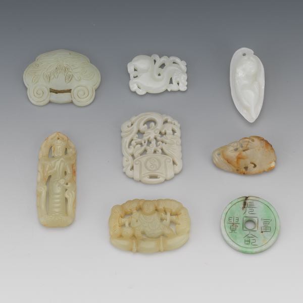 COLLECTION OF EIGHT CARVED JADE 2b0d15