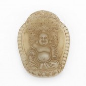 CHINESE CARVED CELADON JADE PLAQUE ORNAMENT,