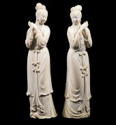 A 19TH C. PR OF SIGNED CHINESE IVORY