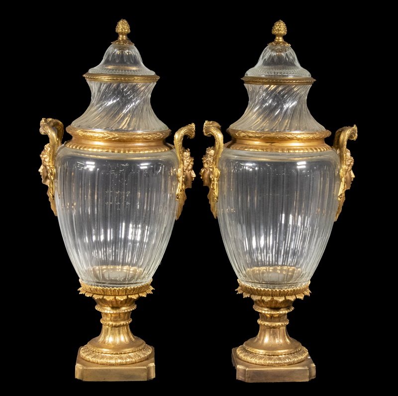 PR FRENCH CRYSTAL URNS Pair of 2b491f