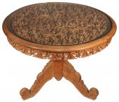 CARVED SANDALWOOD SIDE TABLE Intricately