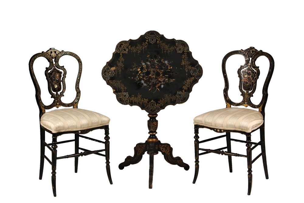 PR OF MOTHER OF PEARL INLAID CHAIRS 2b51b1